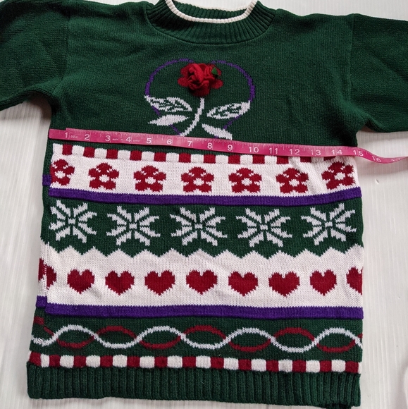 VINTAGE kids Nordic hearts & floral knit sweater - Picture 8 of 10